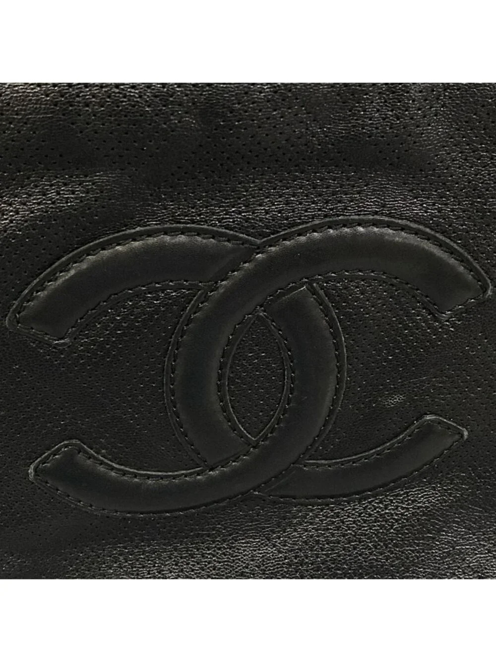 Chanel Tote Bag Black Perforated Leather